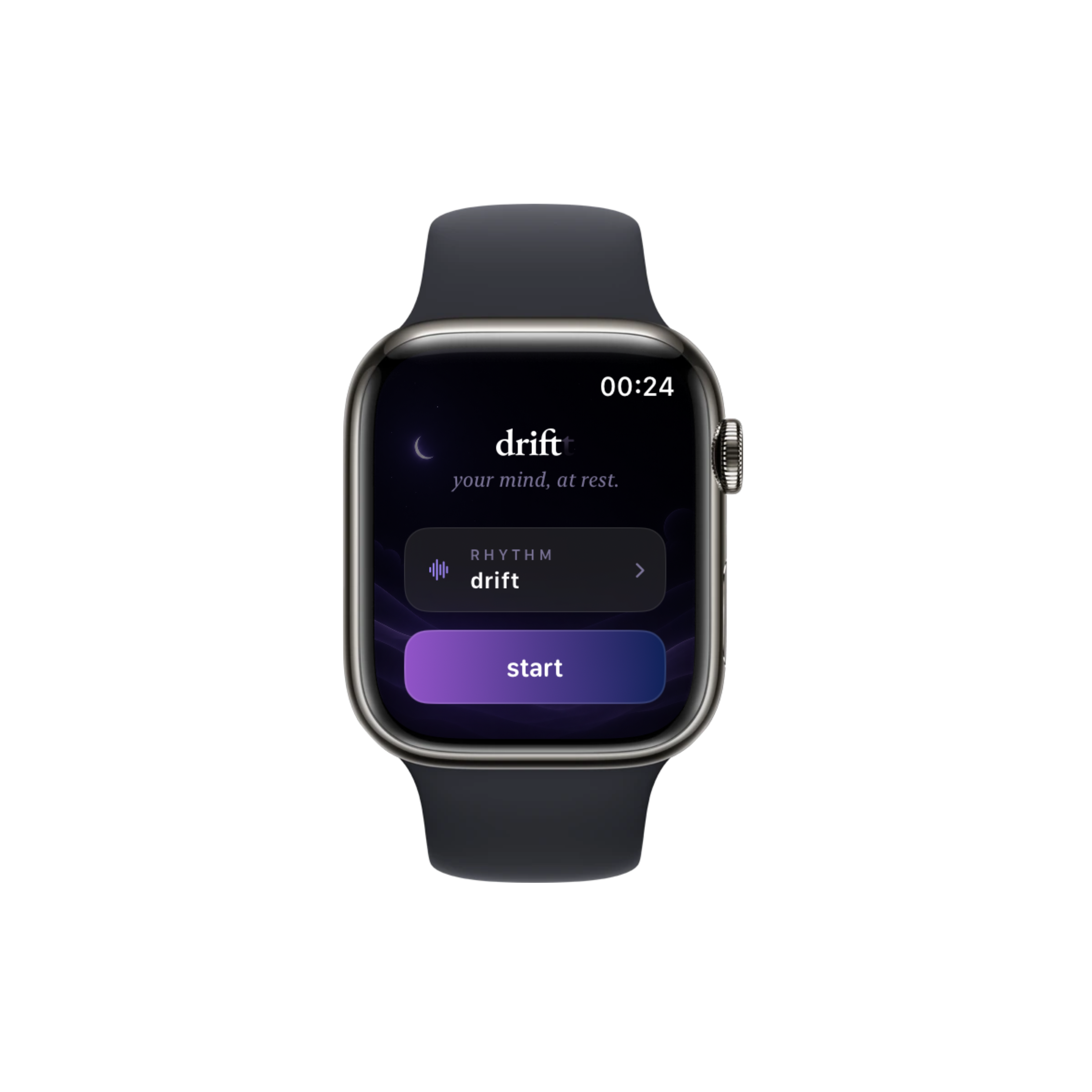 driftt app interface on an Apple Watch showing silent haptic rings